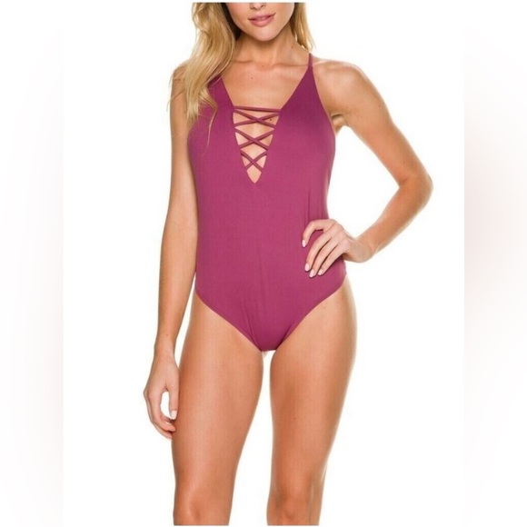 NEW Billabong Sol Searcher Sweet Plum One Piece Swimsuit • Womens Large - Picture 2 of 7